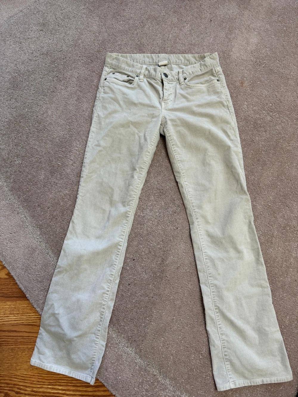 Vintage Y2K 26S Favorite Fit Cream Corduroy Flare Bootcut Pants Low Rise